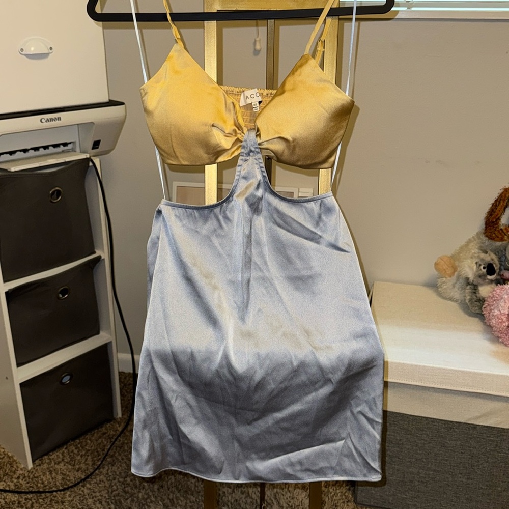 ACOA XS Yellow Baby Blue dress